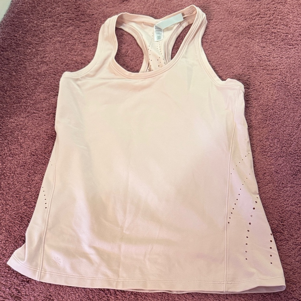 Athleta Light Pink Shanti Laser-Cut Racerback Tank M - Picture 4 of 7